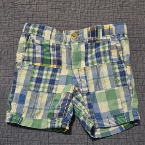 Janie and Jack Blue, Green & Yellow Patchwork Plaid Shorts